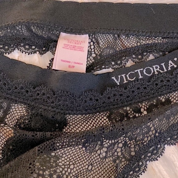 VS V-String Very Sexy  Black Thong Panty Lace Mesh Small - Picture 3 of 8